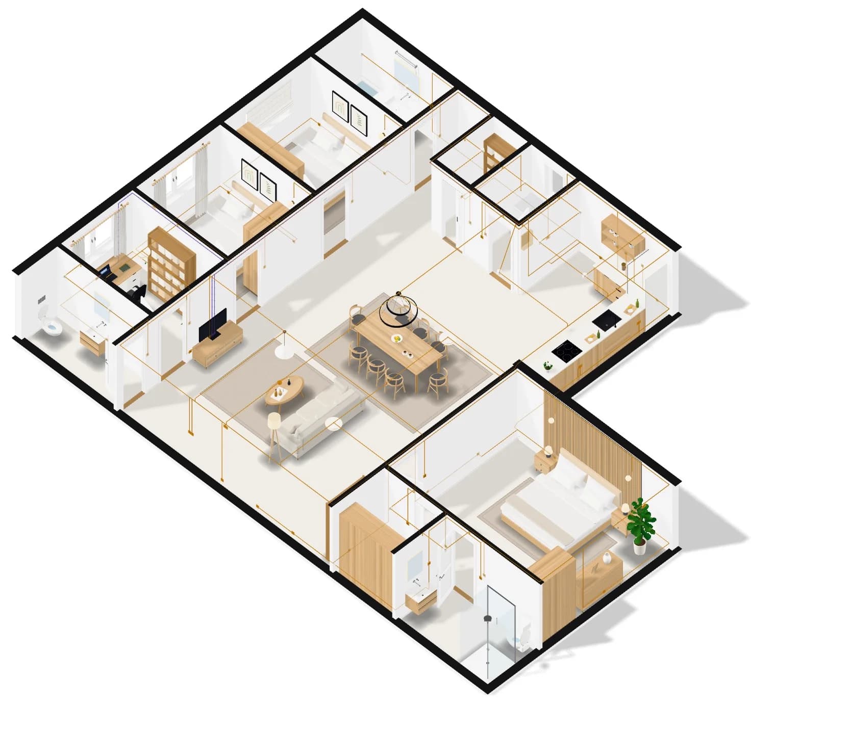 The whole home in 3D with its electrics alone on it