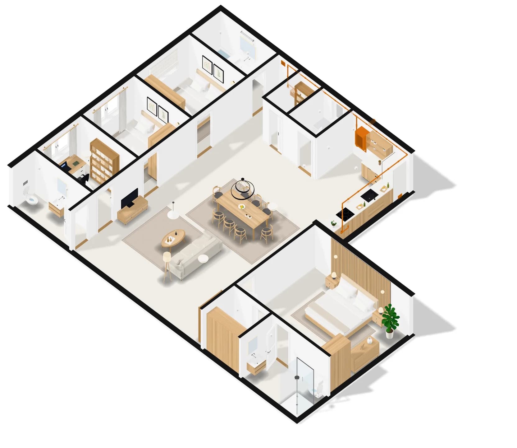 The whole home in 3D with its gas line alone on it