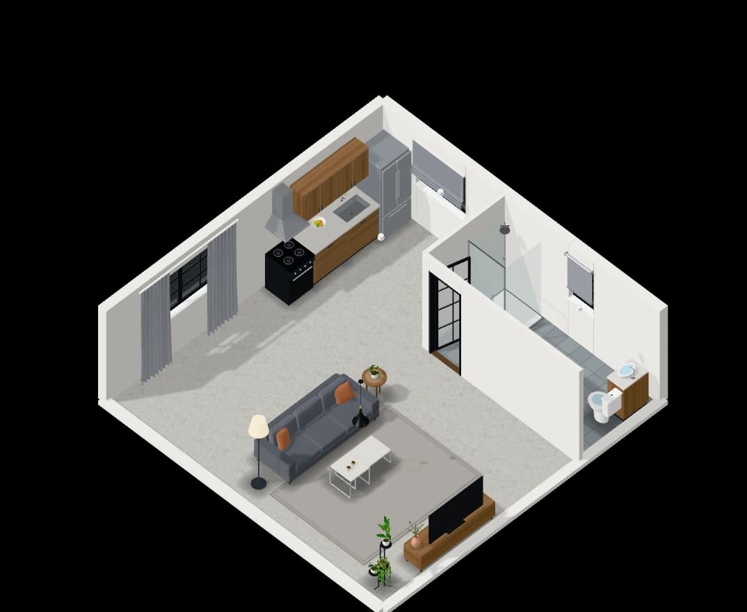 An empty bedroom in 3D
