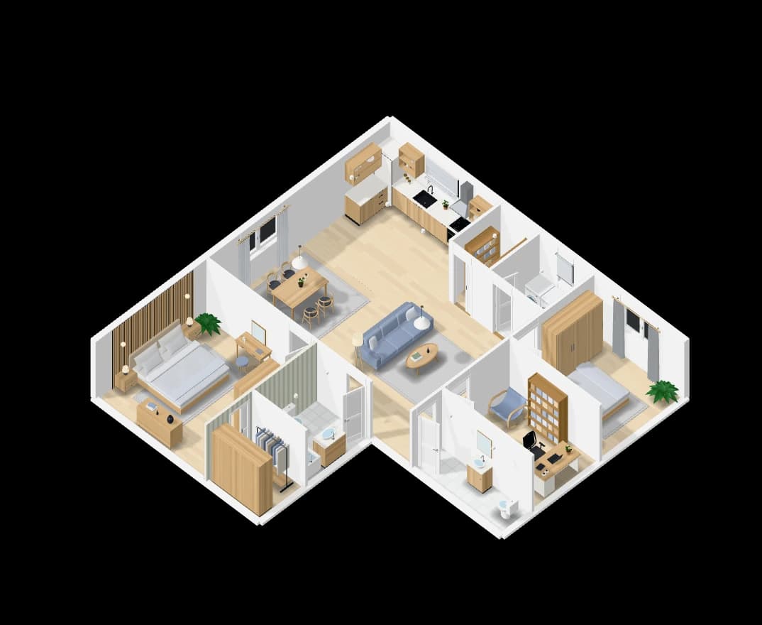 The same home stood up in the 3D view
