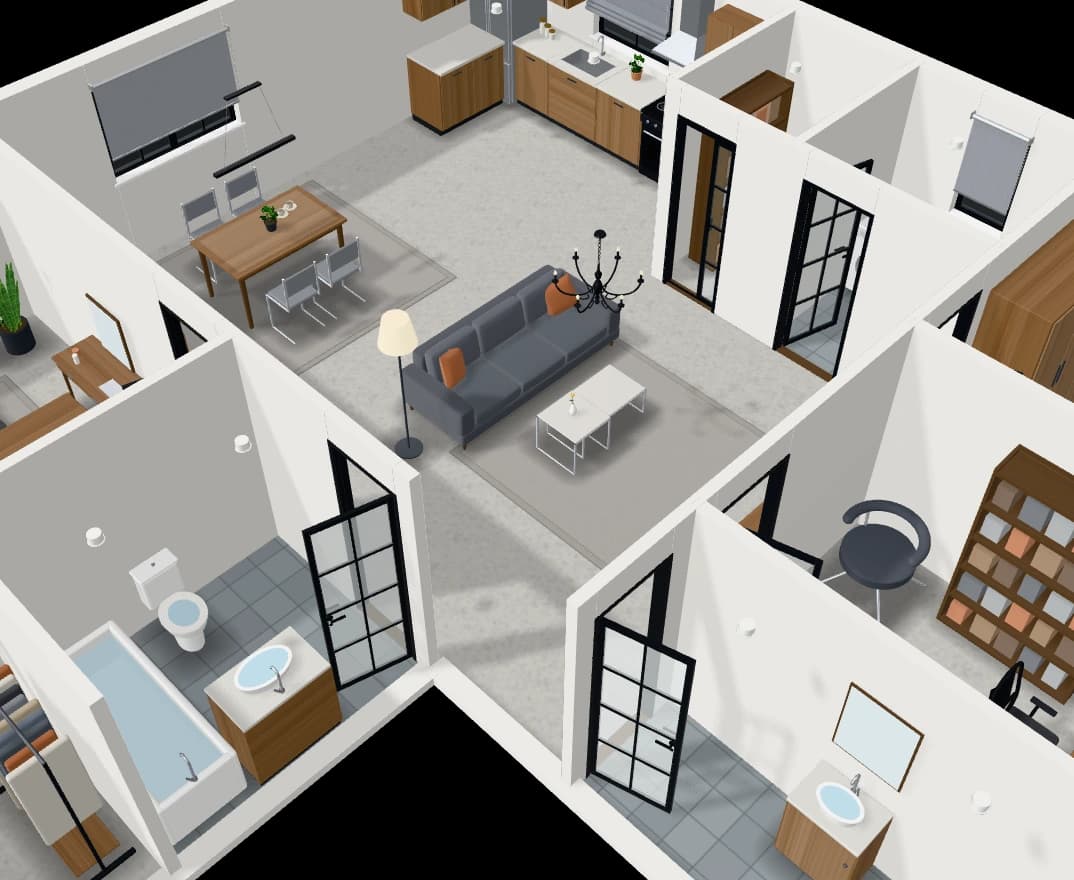 The same home furnished in the industrial style