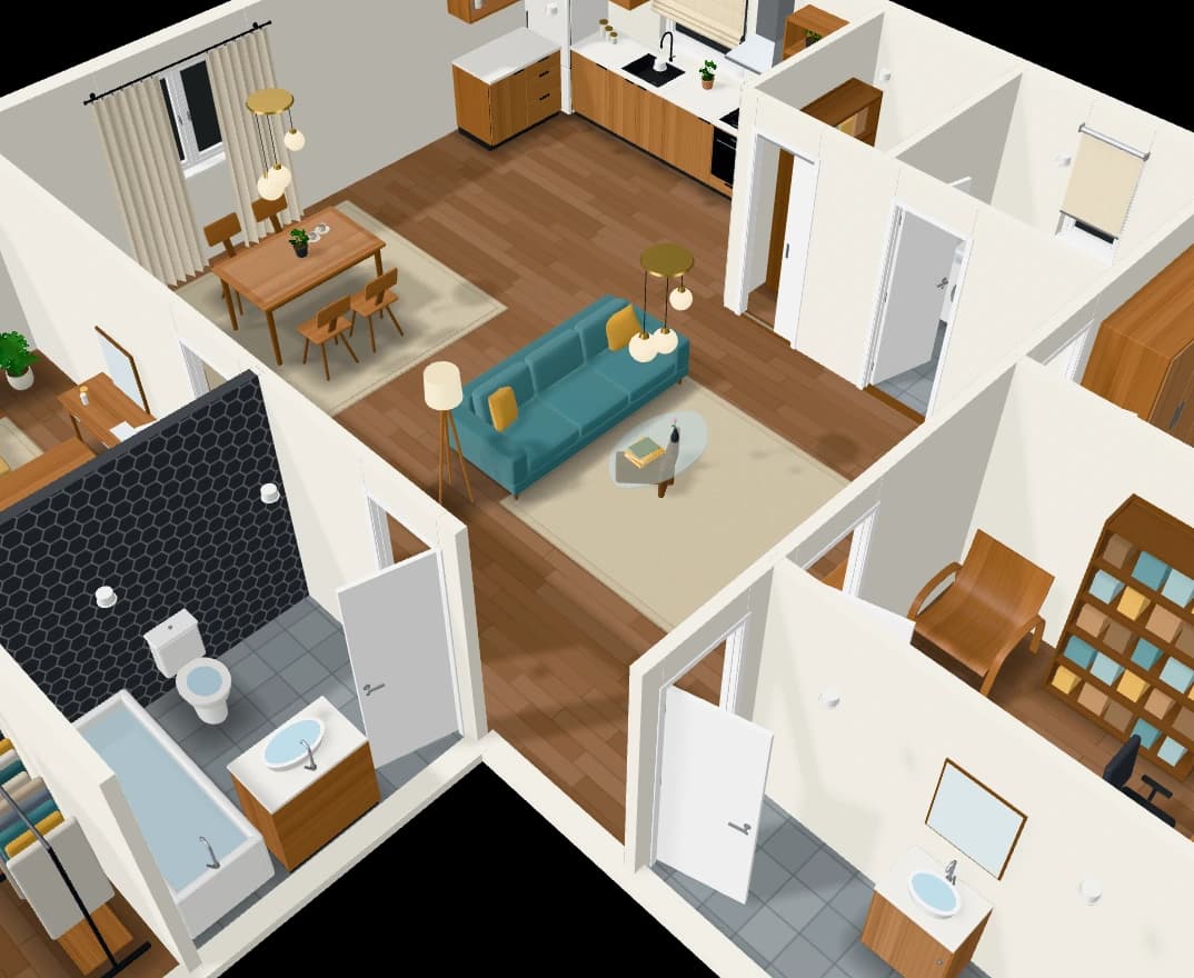 The same home furnished in the mid-century style